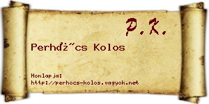 Perhócs Kolos névjegykártya